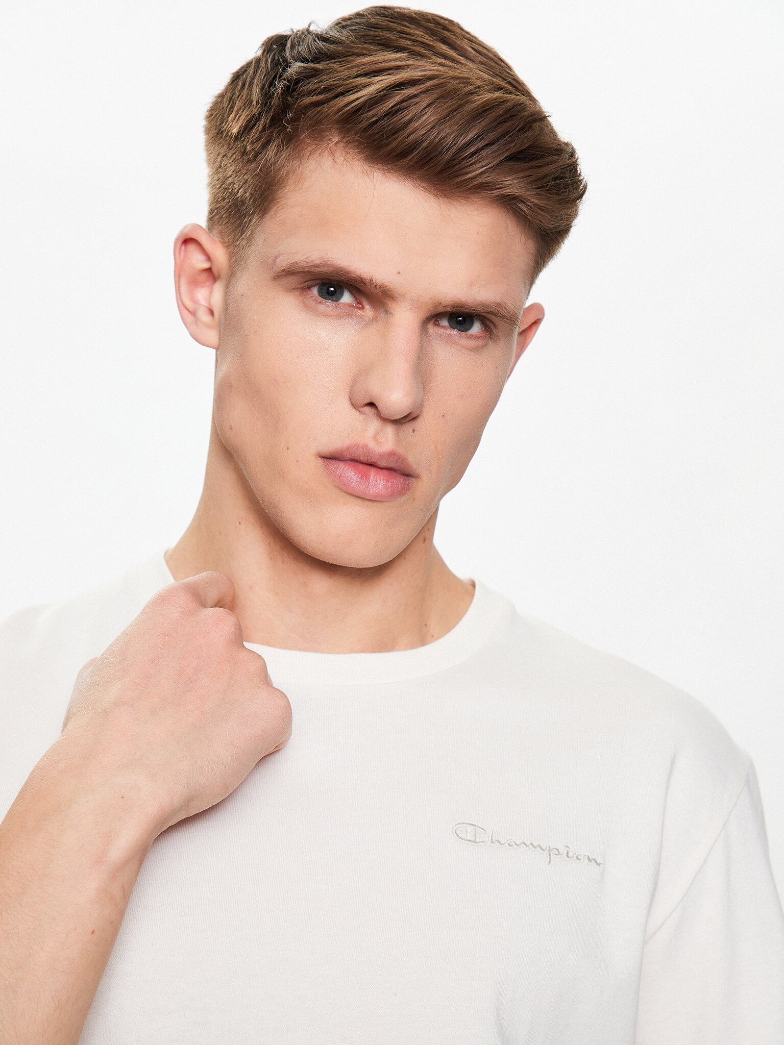 Champion T-Shirt 218928 Beżowy Regular Fit