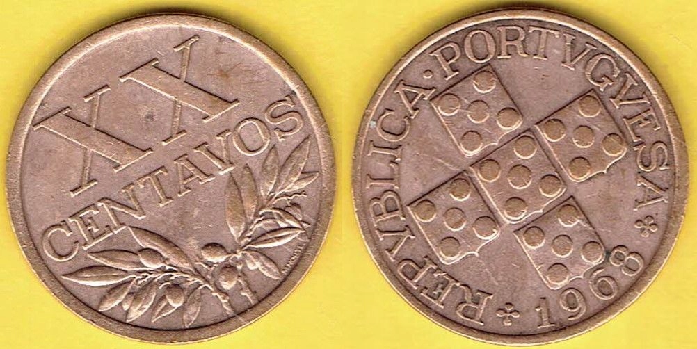 PORTUGALIA 20 Centavos 1968 r.