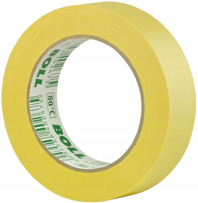 Boll Taśma Papierowa Lakiernicza Malarska Maskująca Żółta Do 80°C 25MM 50M