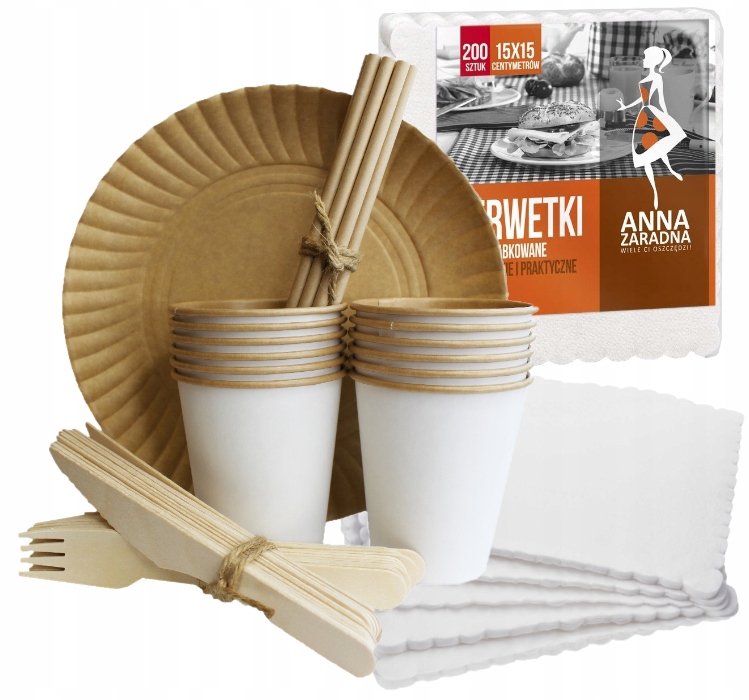 

Zestaw piknikowy Eco dla 20 osób Grill serwetki