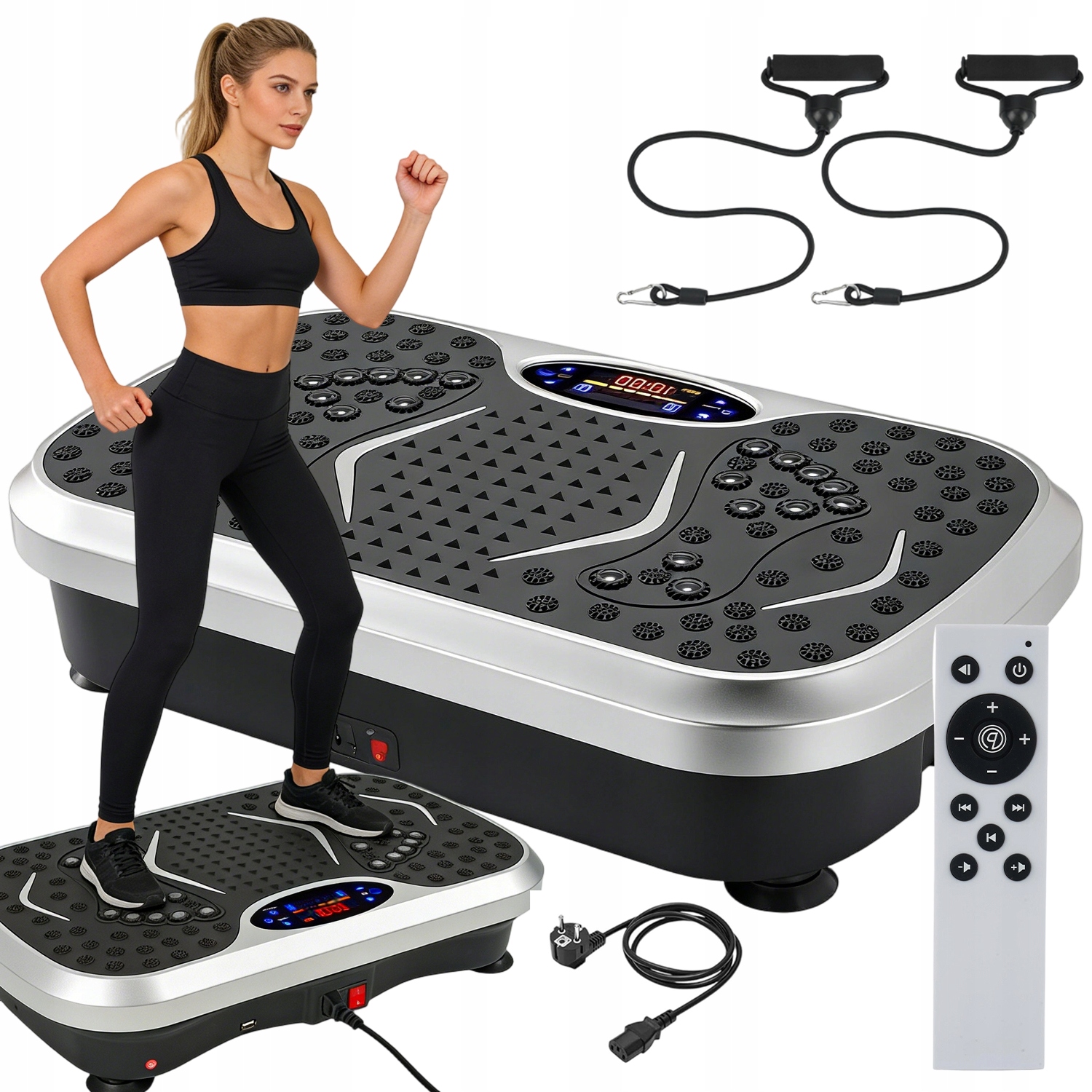 Platforma Wibracyjna Bluetooth 99 Poziomów Z 2 Gumy Oporowe I Pilotem