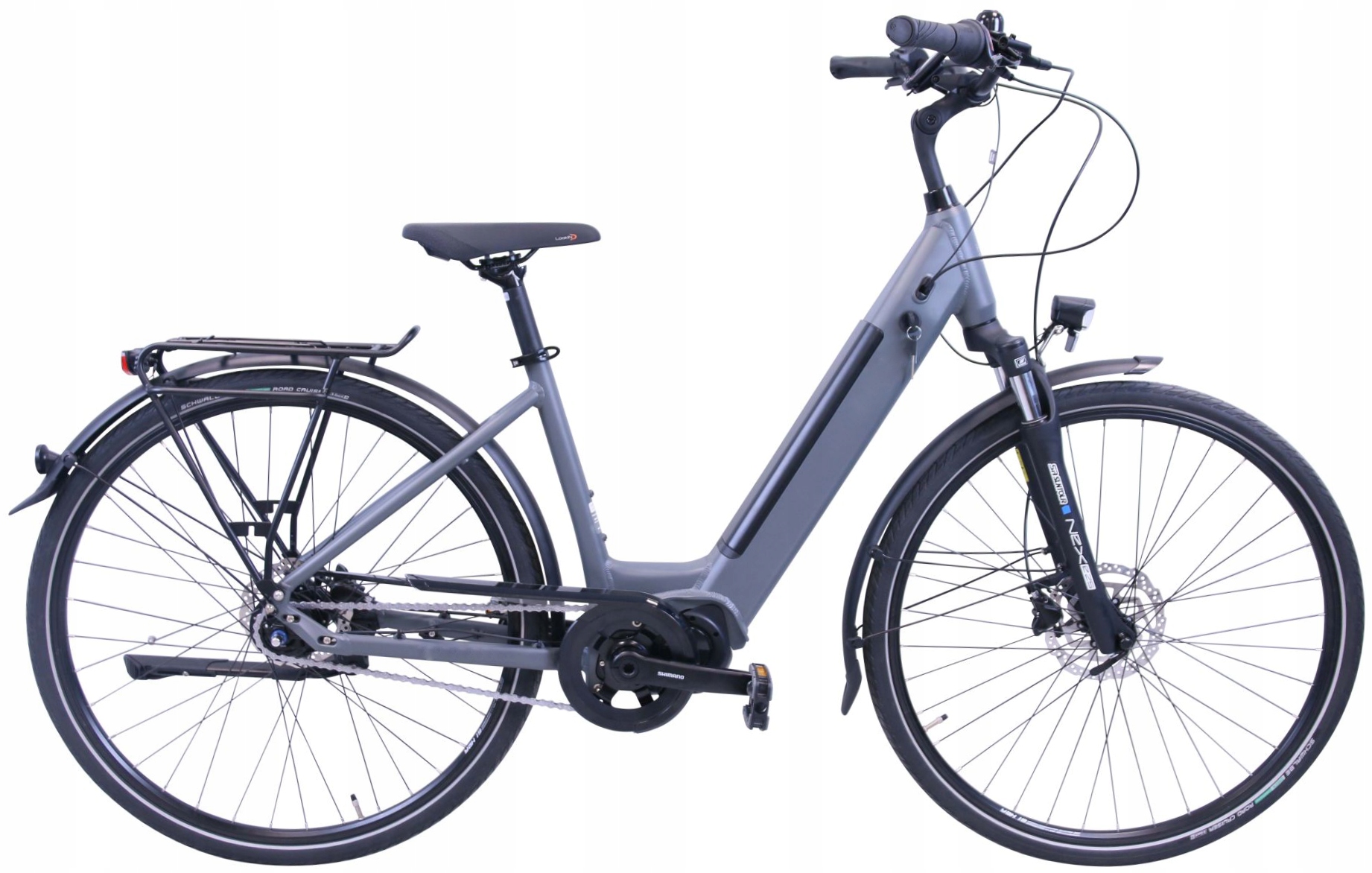 Rower elektryczny Sprick E-City Wave 17 cali szary 7 biegów tarczowe ...