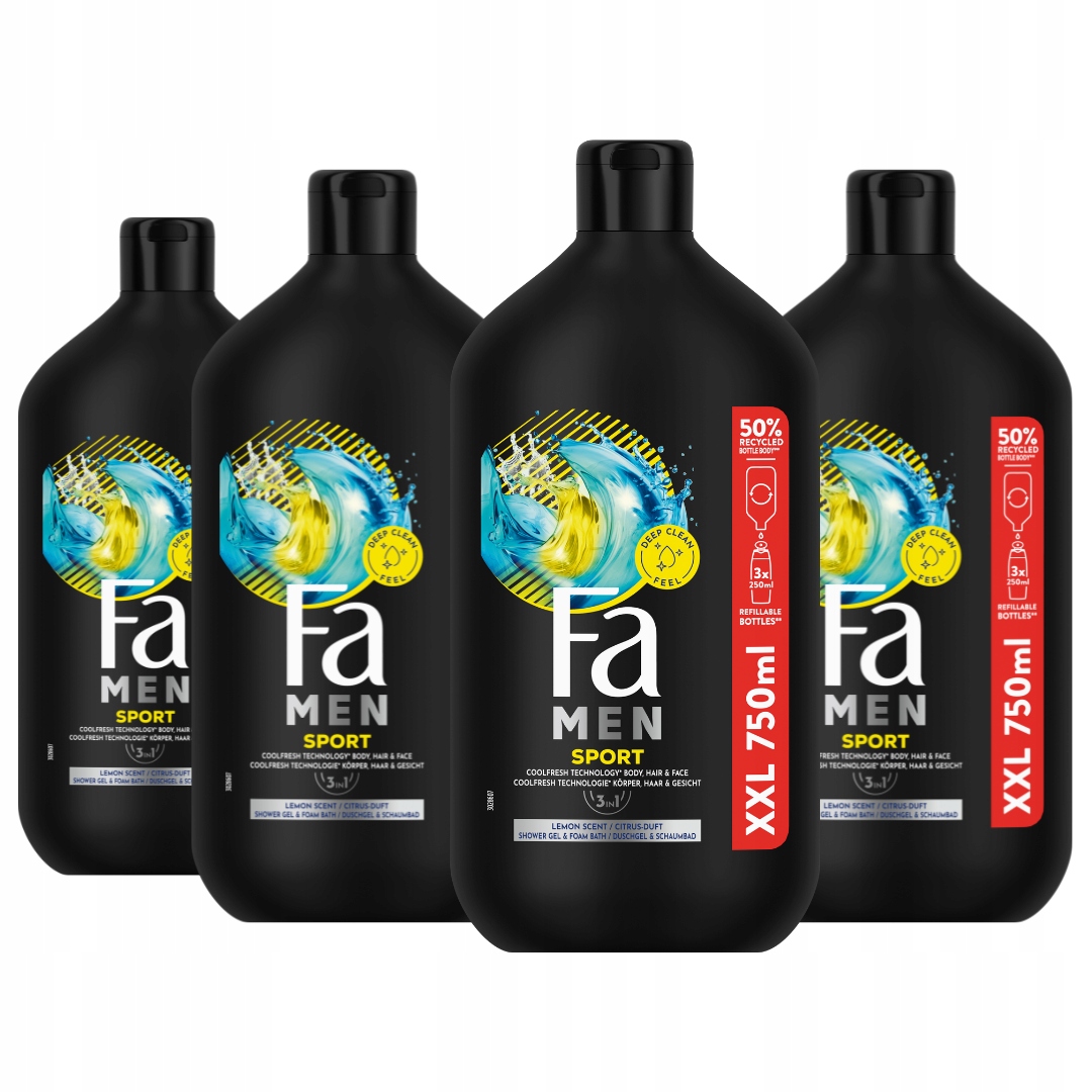 Fa Men Sport Żel pod prysznic dla Mężczyzn 2w1 4x750ml