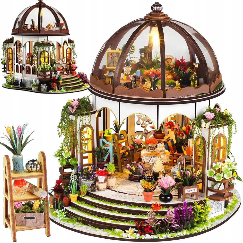 Miniaturowy Domek 3D Diy Book Nook Ogrodowa Szklarnia Led Dekoracja Do Domu