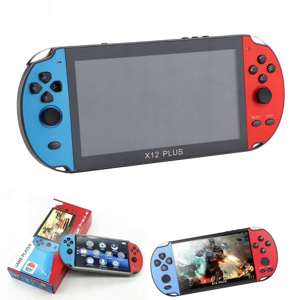 Konsola Przenośna Do Gier Retro Dużo 7" Gier 1000 Prezentów X12 Plus 16GB