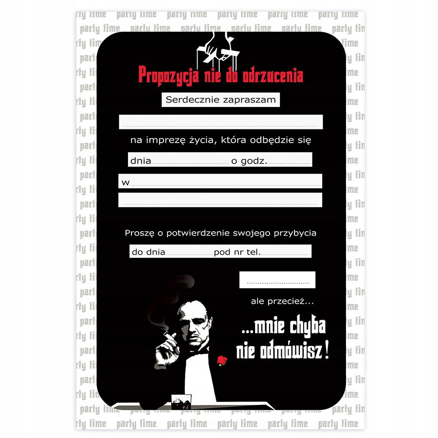 Zaproszenia Ogólne Mnie nie odmówisz Urodziny 18, 20, 40, 50 Koperta WB_13 Marka inna