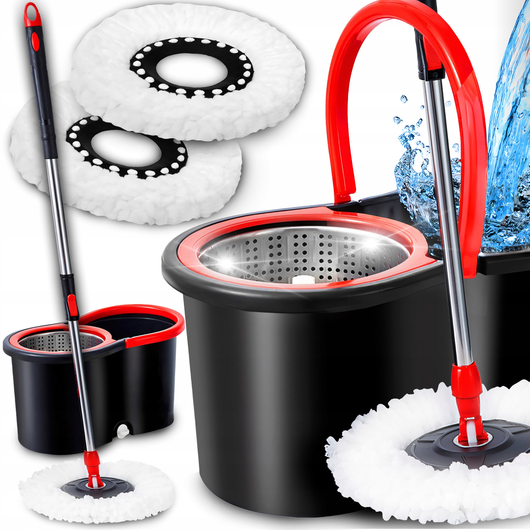 Levně Rotační Mop 360 Spin Turbo 3V1, Nástavce, Kbelík Na Kolečkách, Pohon