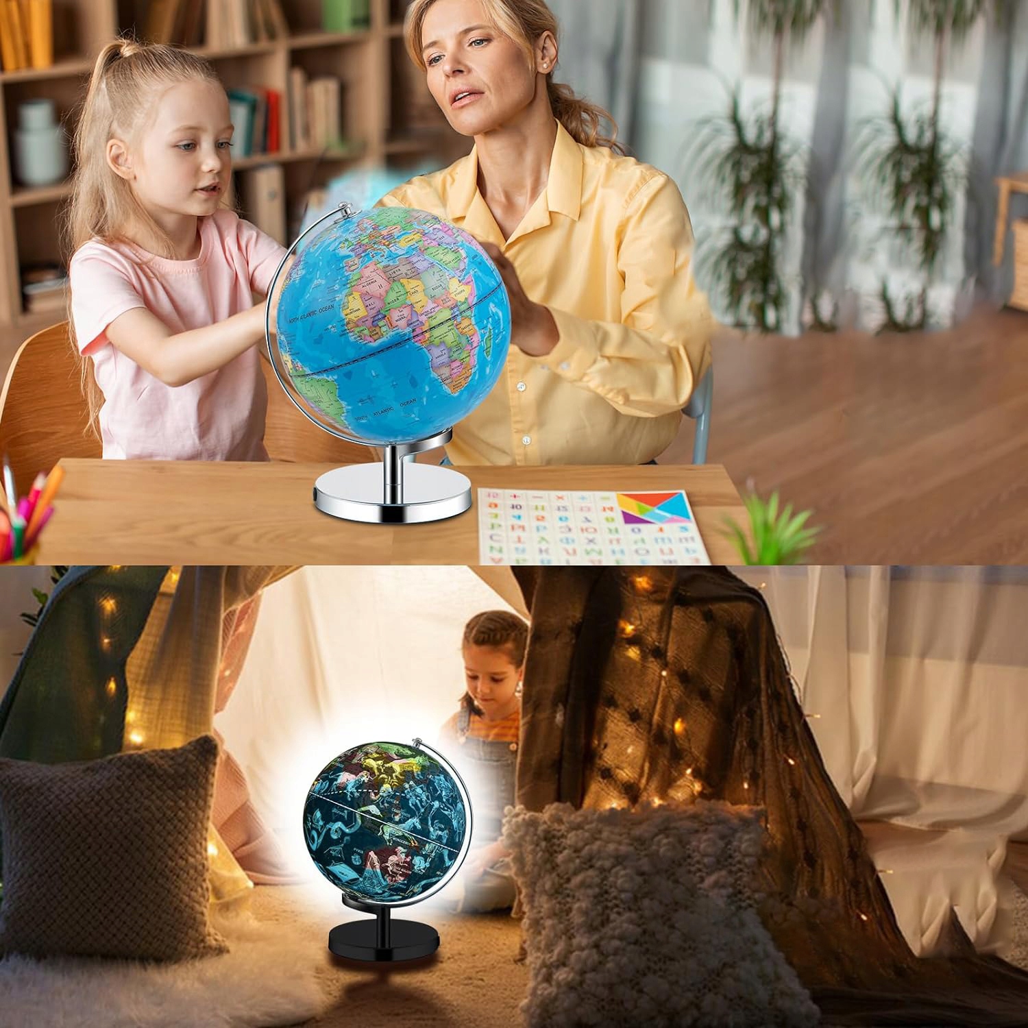 PODŚWIETLANY GLOBUS Z KONSTELACJAMI 9,5 CALA Cechy dodatkowe podświetlany