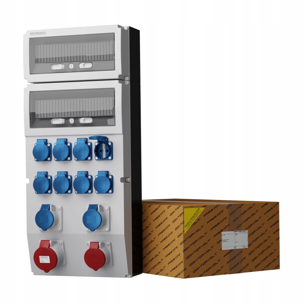 Stavební rozvaděč eXT 32A 16A kempingový 2x16A 8x230 Schuko DV-2346-D