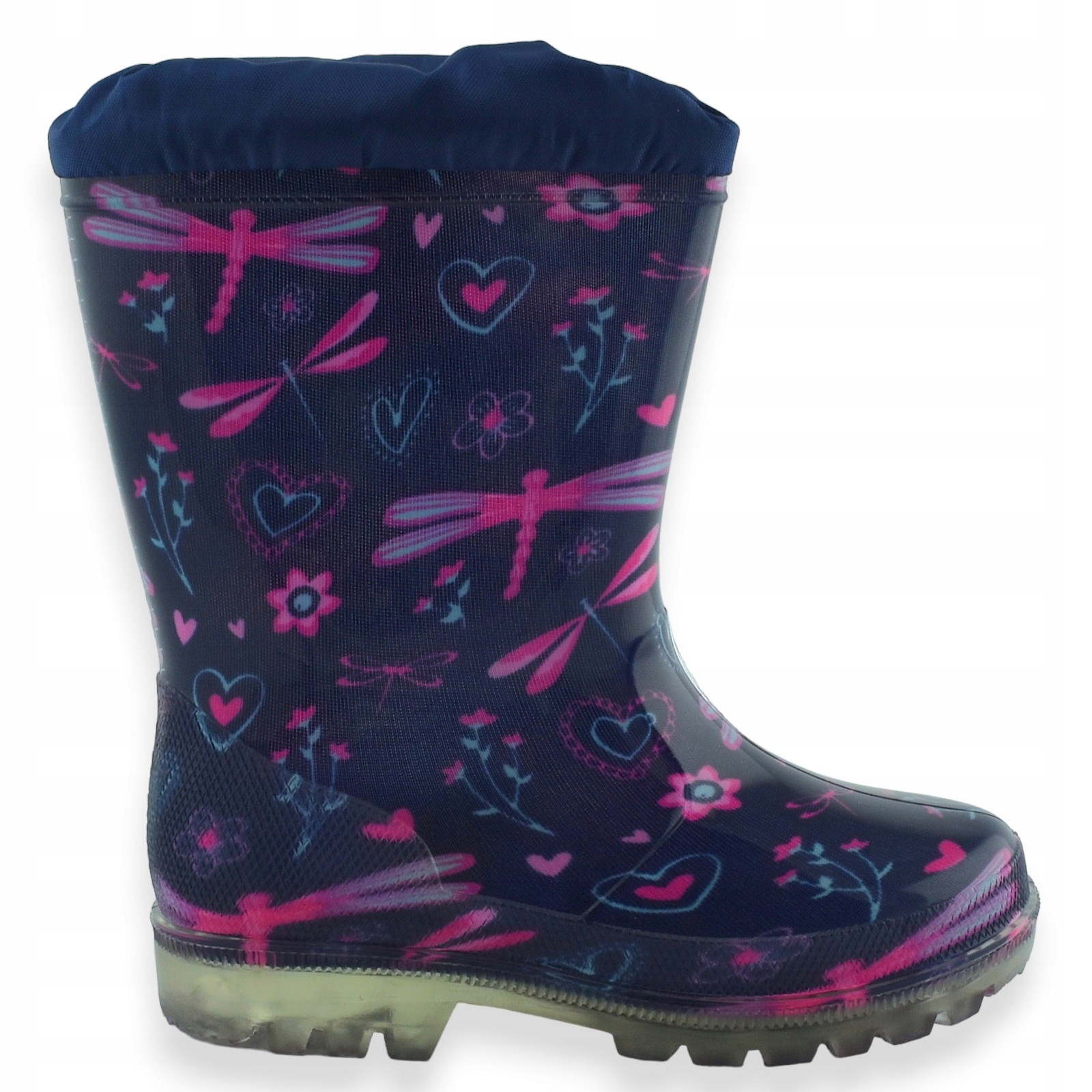 Kalosze dziewczęce PVC ze ściągaczem granatowe z ważką Wojtyłko 5056G r.24 Marka Wojtyłko