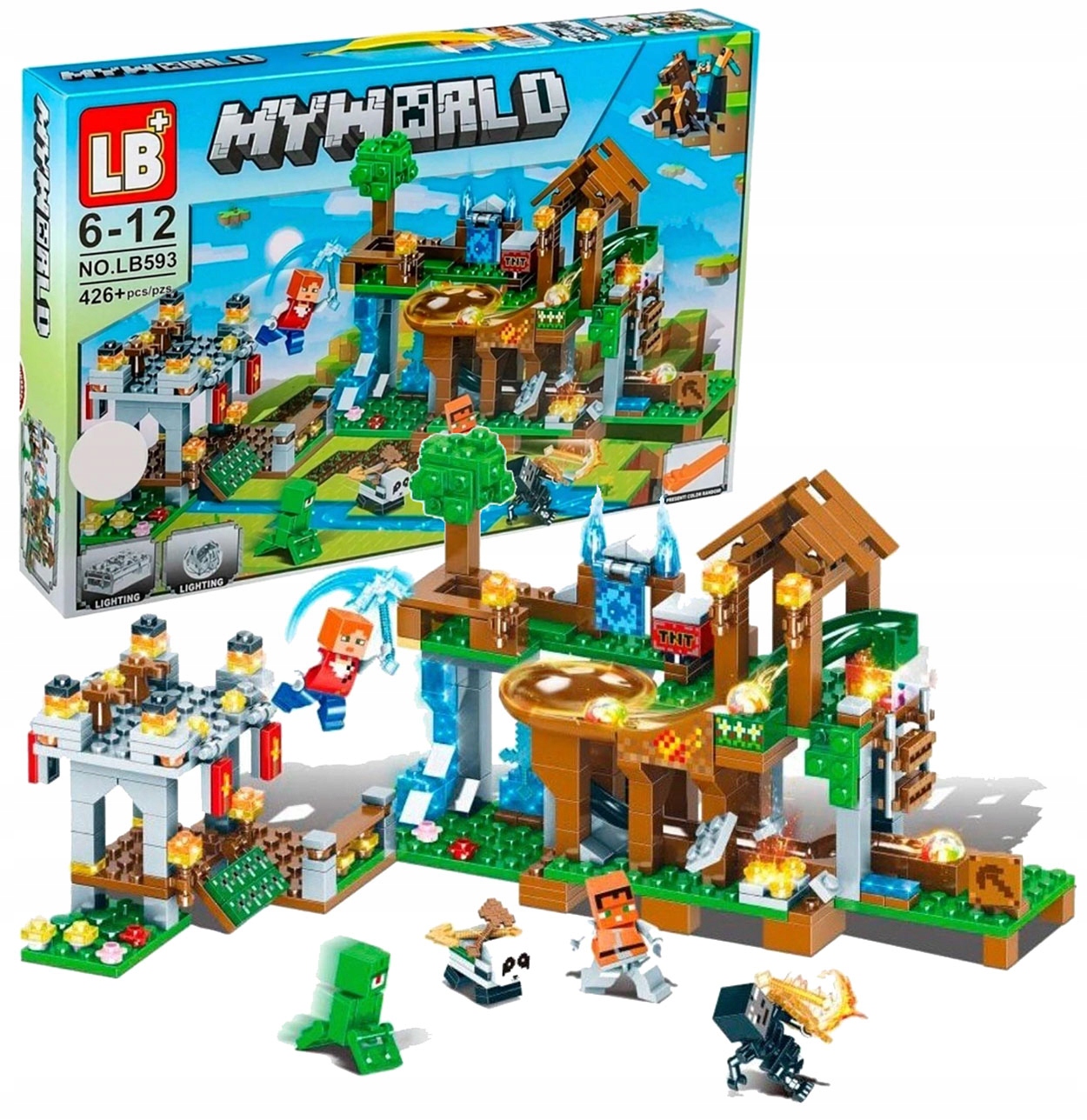

Klocki Minecraft Atak Na Wioskę Tor Led 426el Lebo