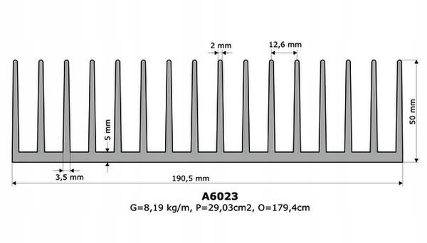 Radiator A6023/10cm 0,8K/W