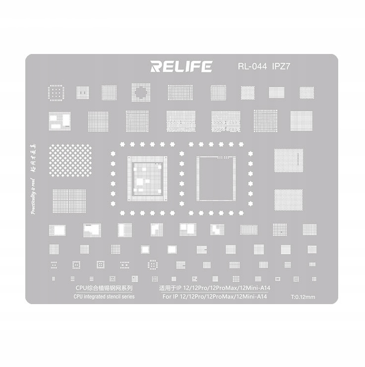 RELIFE RL-044 IPZ7 szablon / sito / matryca naprawa IC BGA iPhone seria 12