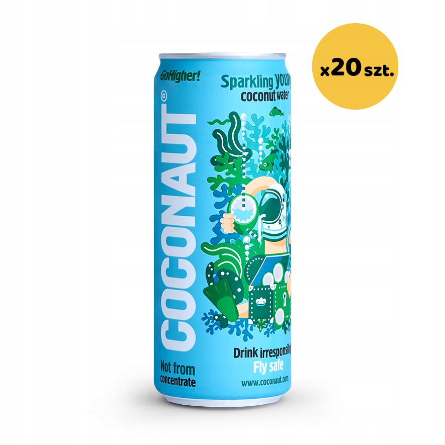 Levně Přírodní perlivá kokosová voda 20 x 320 ml