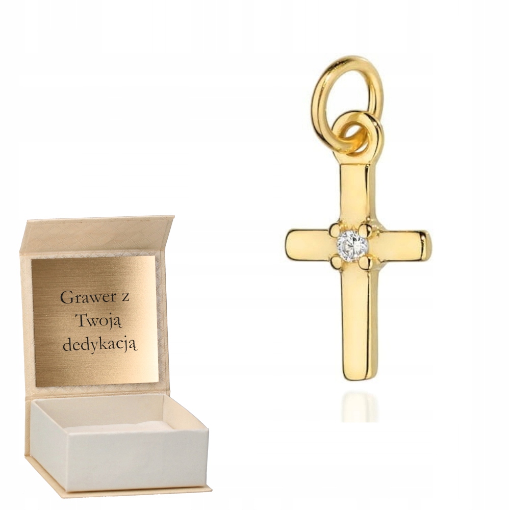 Zlatý přívěsek Křížek se zirkonem zlato pr. 585 Gravírování