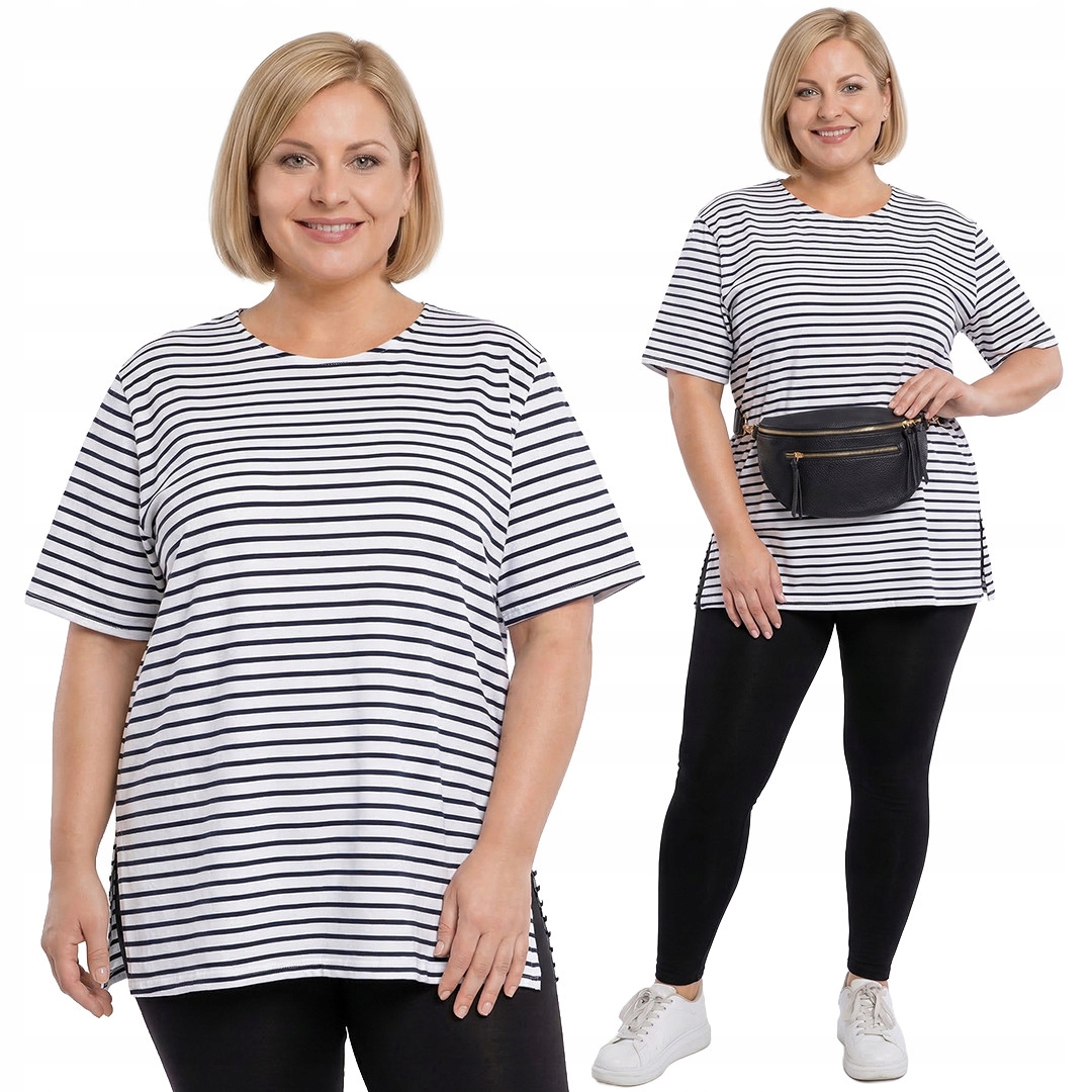 Bílá halenka s modrými pruhy plus size velikost 56/58