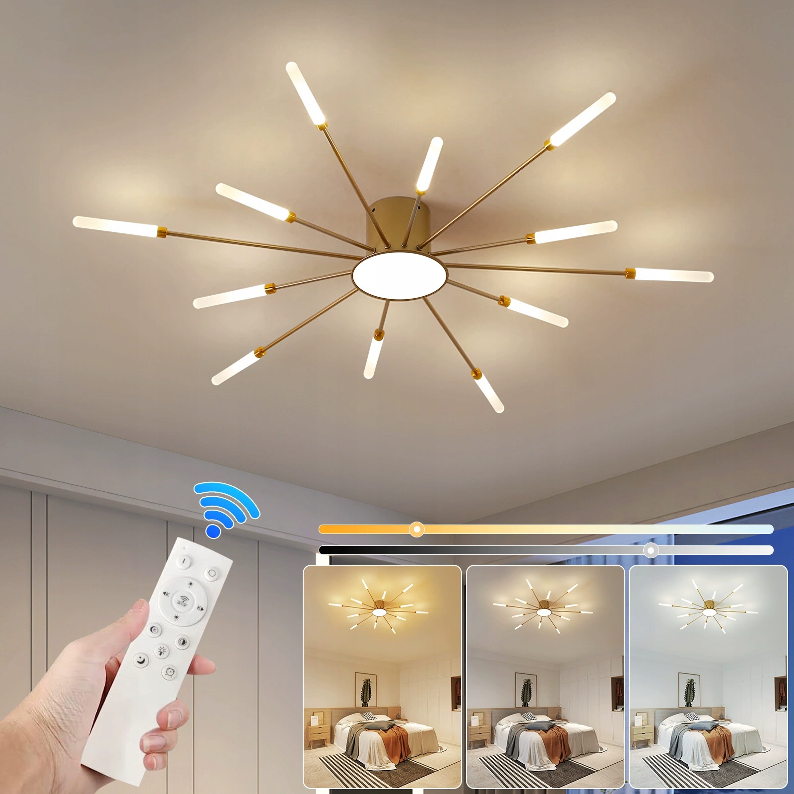 Stropná Lampa Led Ohňostroje Luster Zlatý Kreatívny Moderný 6500K 24W