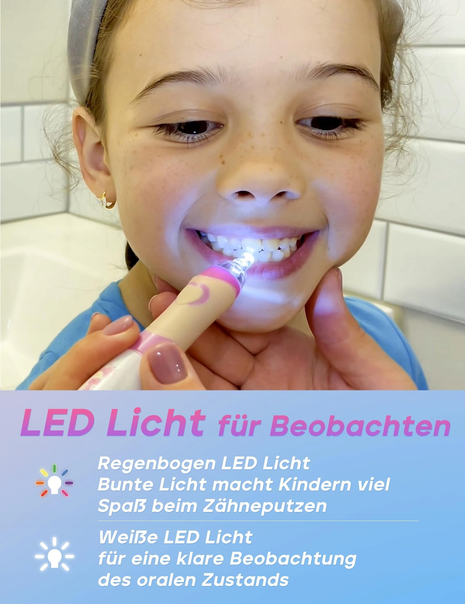 SEAGO Szczoteczka Elektryczna Dla Dzieci 8 Końcówek LED IPX7 Timer — miniatura 5