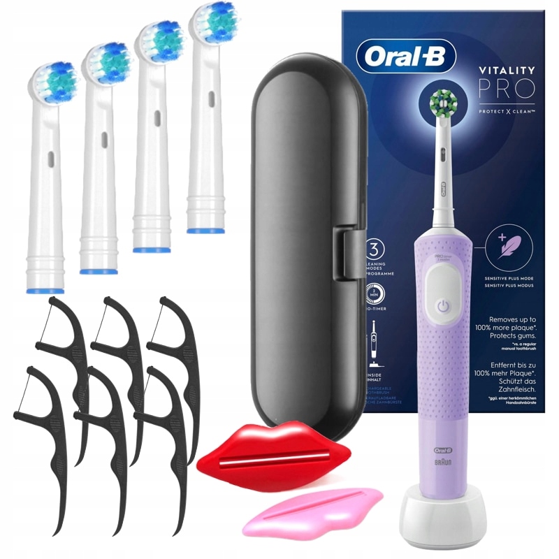 Oral B szczoteczka elektryczna 103 liliowa etui czarne i gratisy