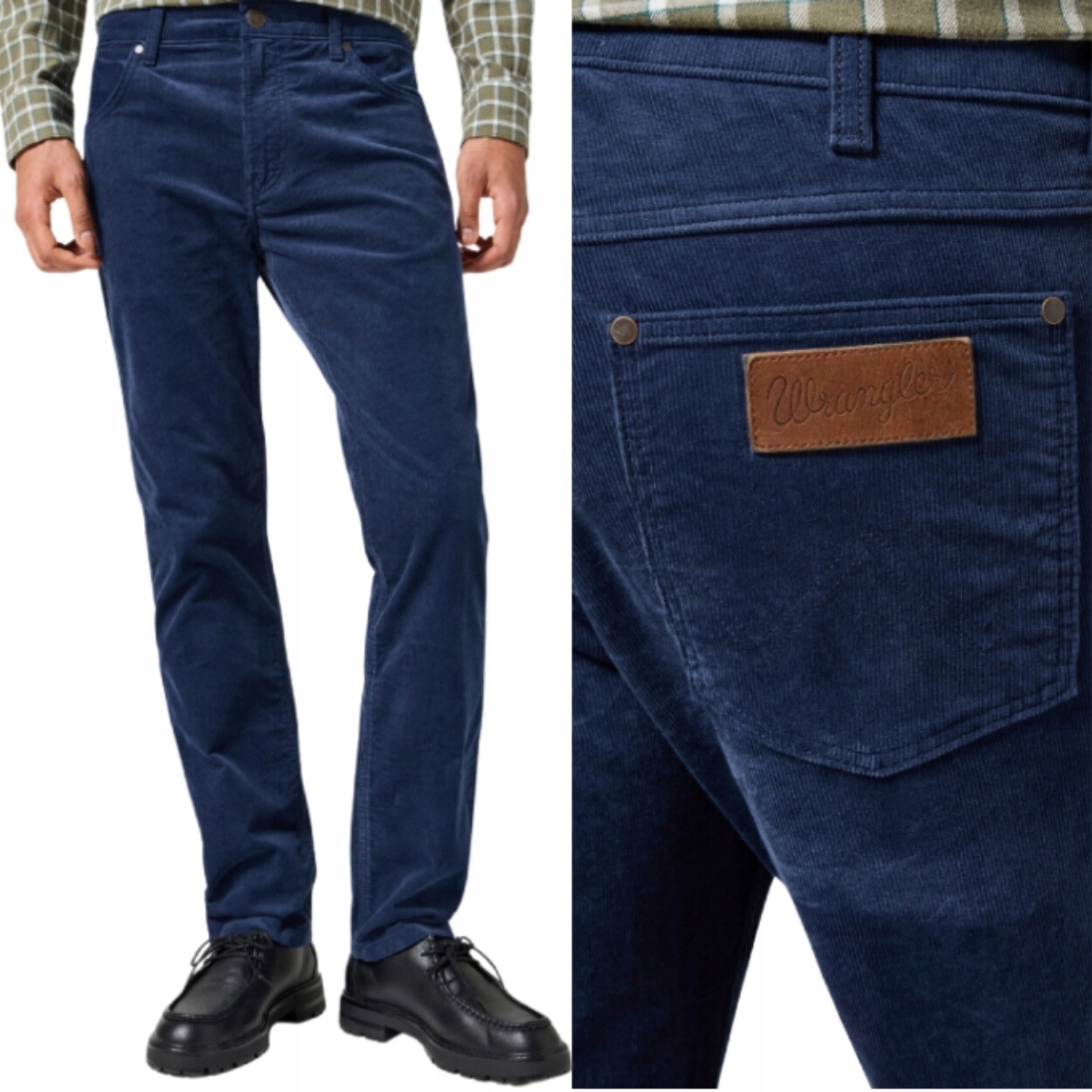 Wrangler Greensboro Navy jednoduché pánské modré manšestrové kalhoty W33 L34