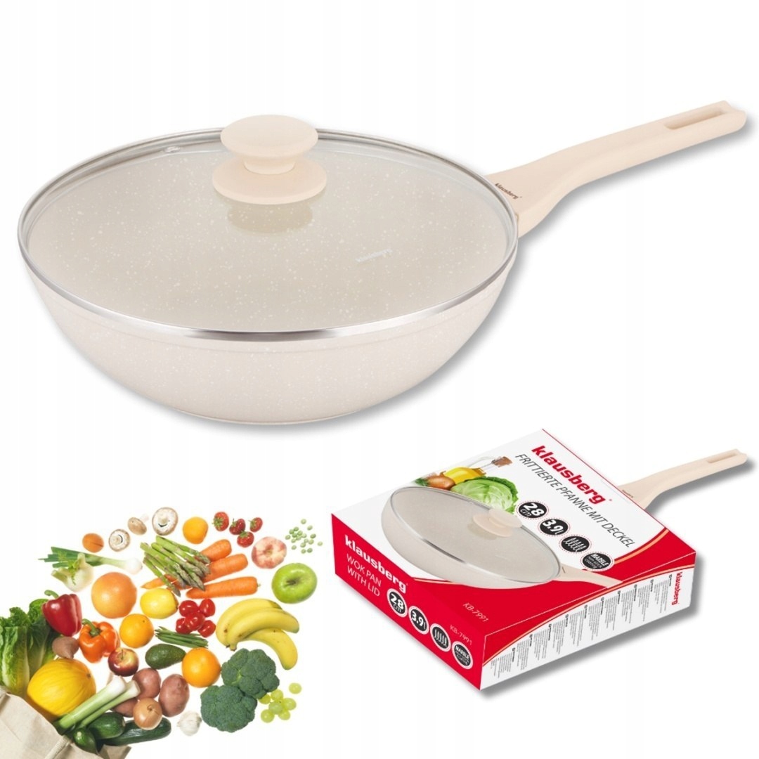 Klausberg Hluboká mramorová pánev Wok 28 cm s víkem 28 cm KB-7991