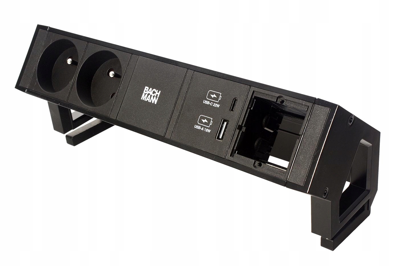Bachmann Desk 2, 2x zásuvka CZ,zdroj 22W(USB A+C),1x volné, černý(902.983)