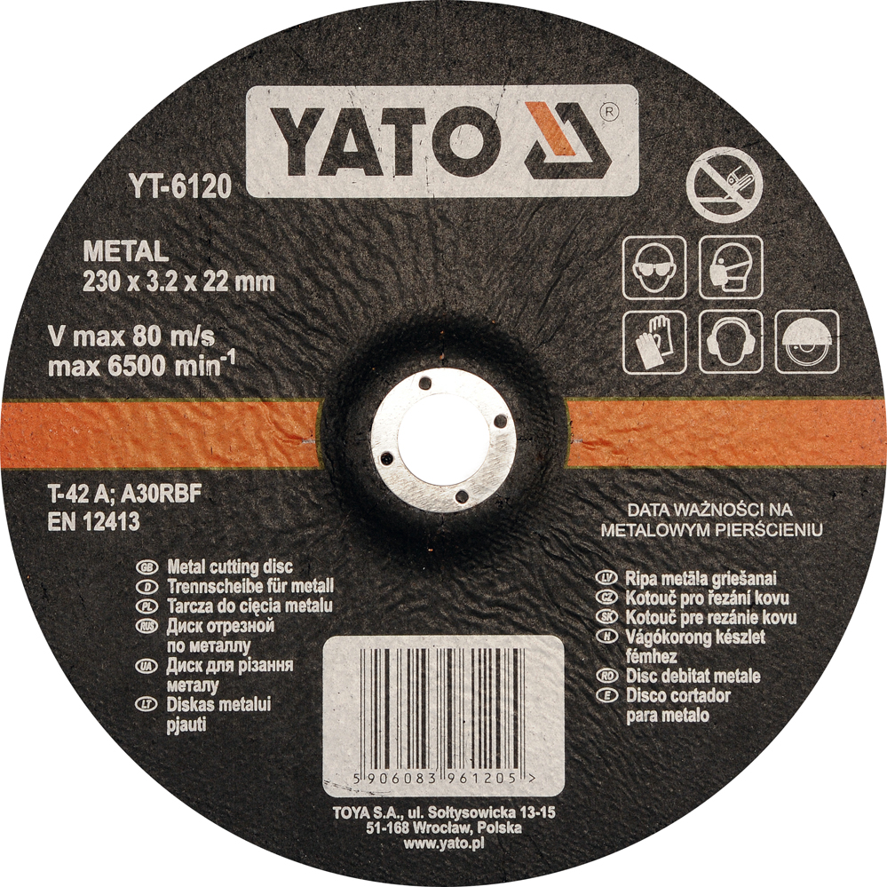 

Tarcza Do Cięcia Metalu Wypukła 230x3.2x22mm Yato
