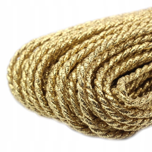 Šňůrka metalizovaná bavlněná kroucená 5mm 25mb