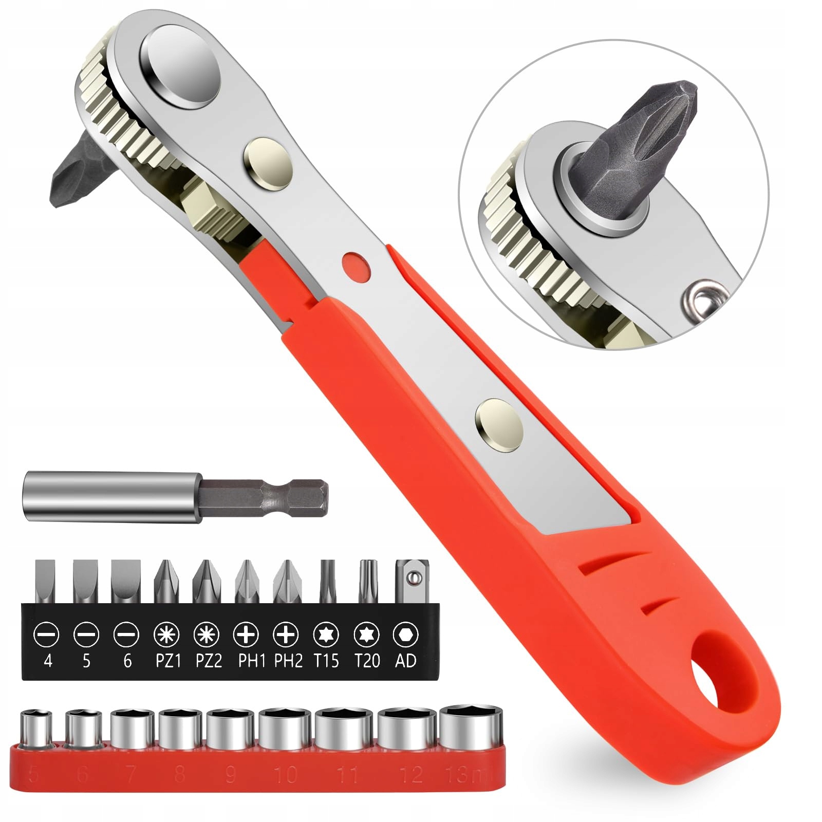 Klucz Zapadkowy Grzechotka Naprawczy Magnetyczny Kompaktowa Ręczny Wkrętak