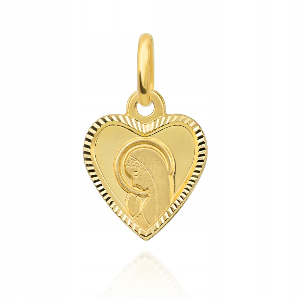 Zlatý medailonek 585 Matka Boží modlící se v srdci, malý jedinečný dárek