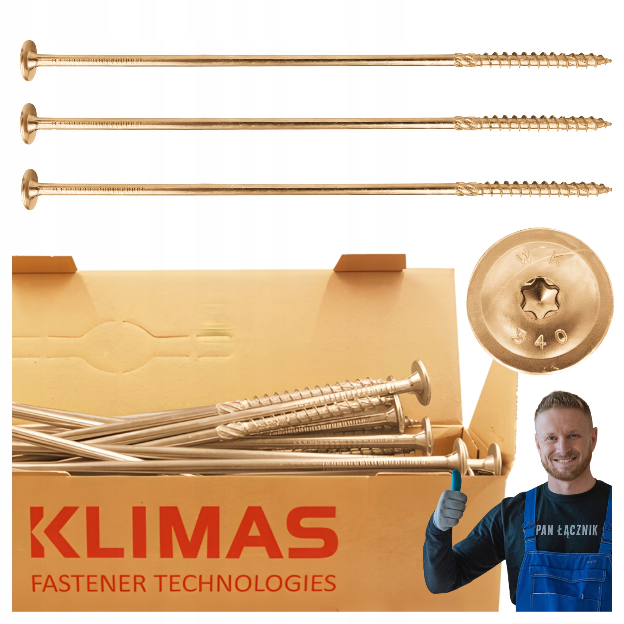 Tesařské Vruty Do Dřeva 8x320 Talířové Torx 50 Ks WKCP-08320 Klimas
