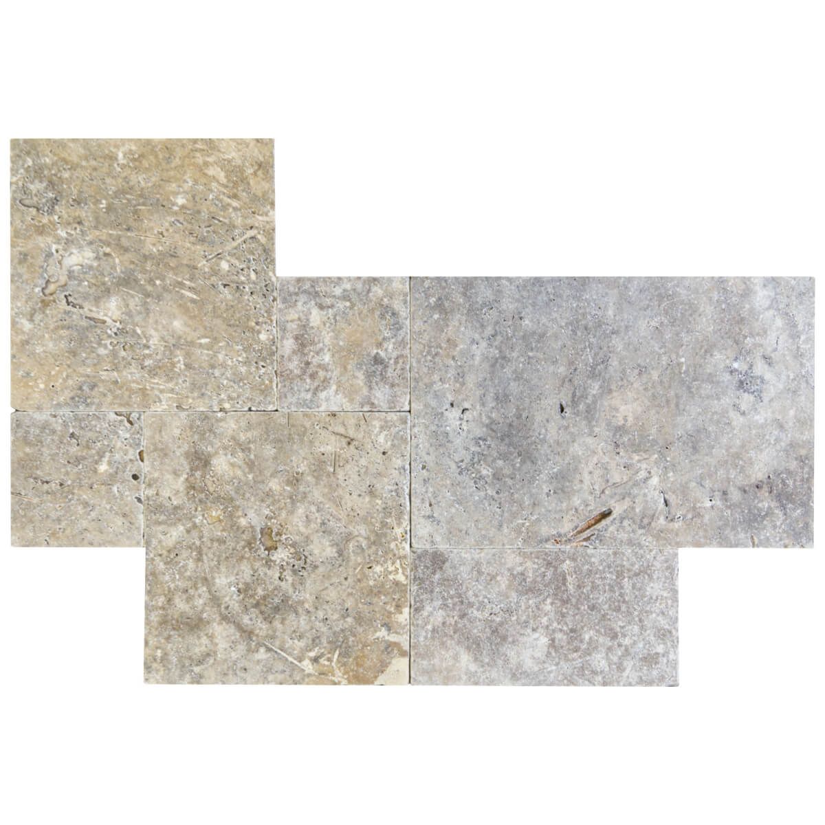 TRAWERTYN SILVER ASH BĘBNOWANY KOMPLET RZYMSKI 0,742 m2