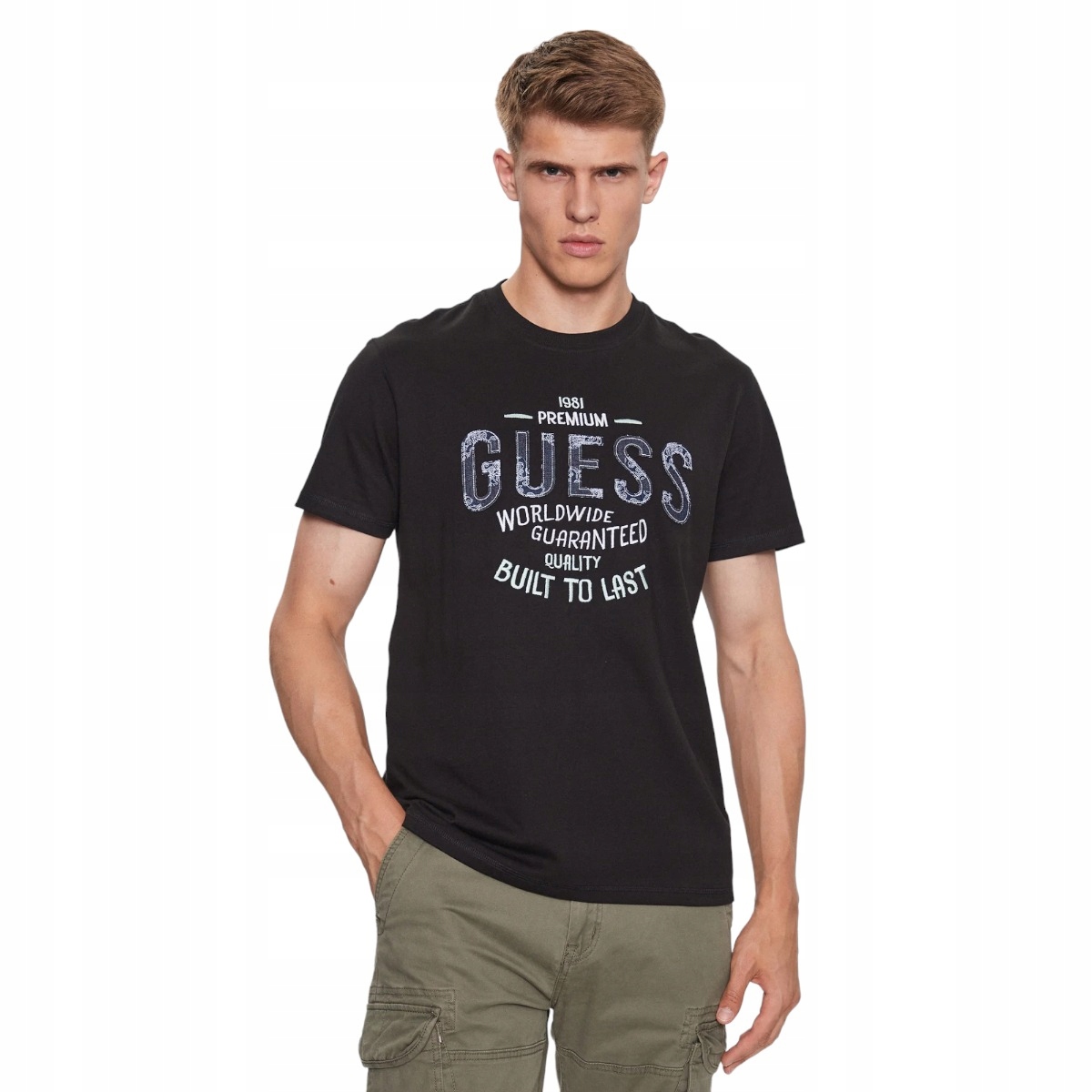 Guess Pánské Tričko Ss Cn Guess Patch Tee Černá vel. M
