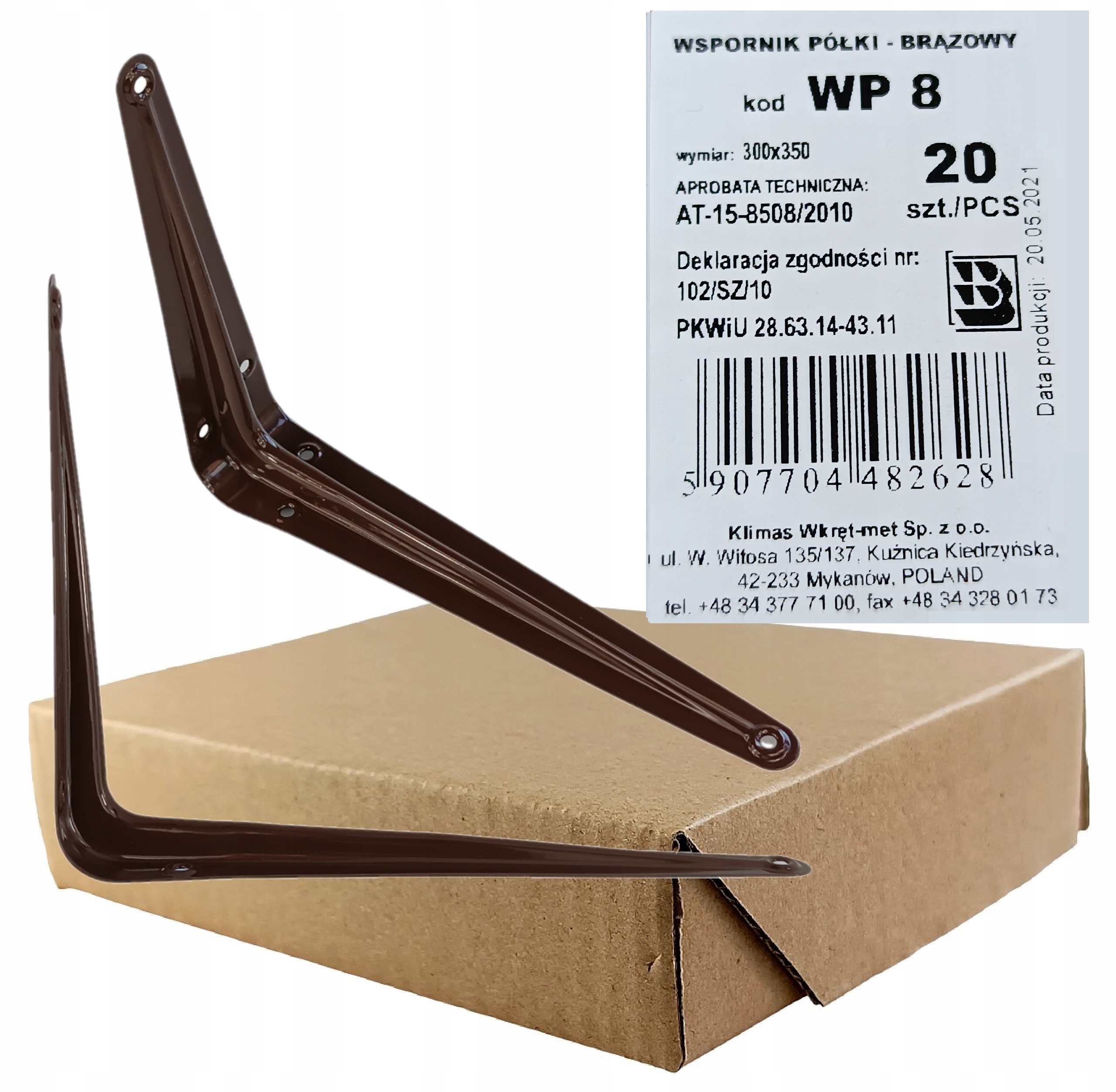 Konzole na polici 300 x 350 hnědá WP-8BR 20 kusů