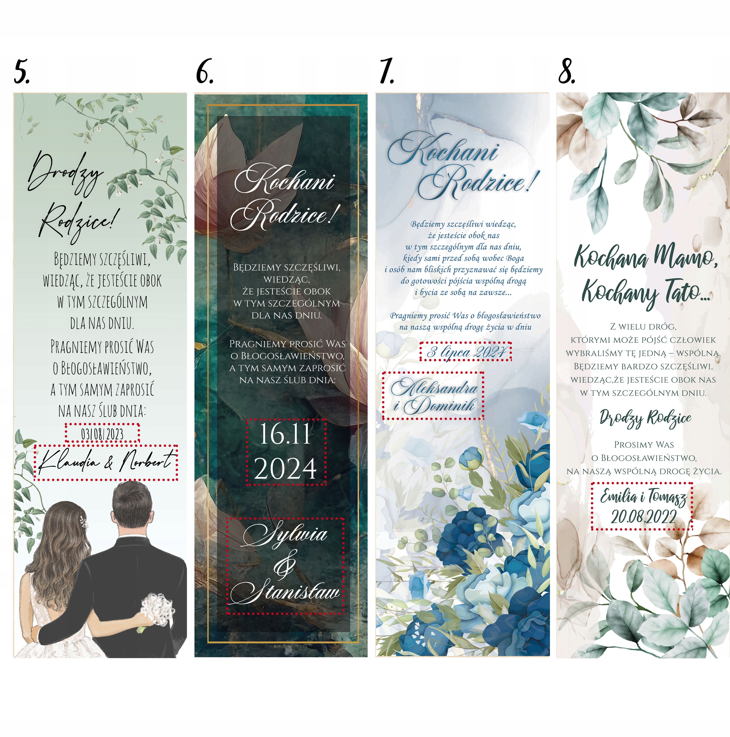 Zaproszenia Ślubne Dla Rodziców Pudełko Wykończenie papieru nie dotyczy