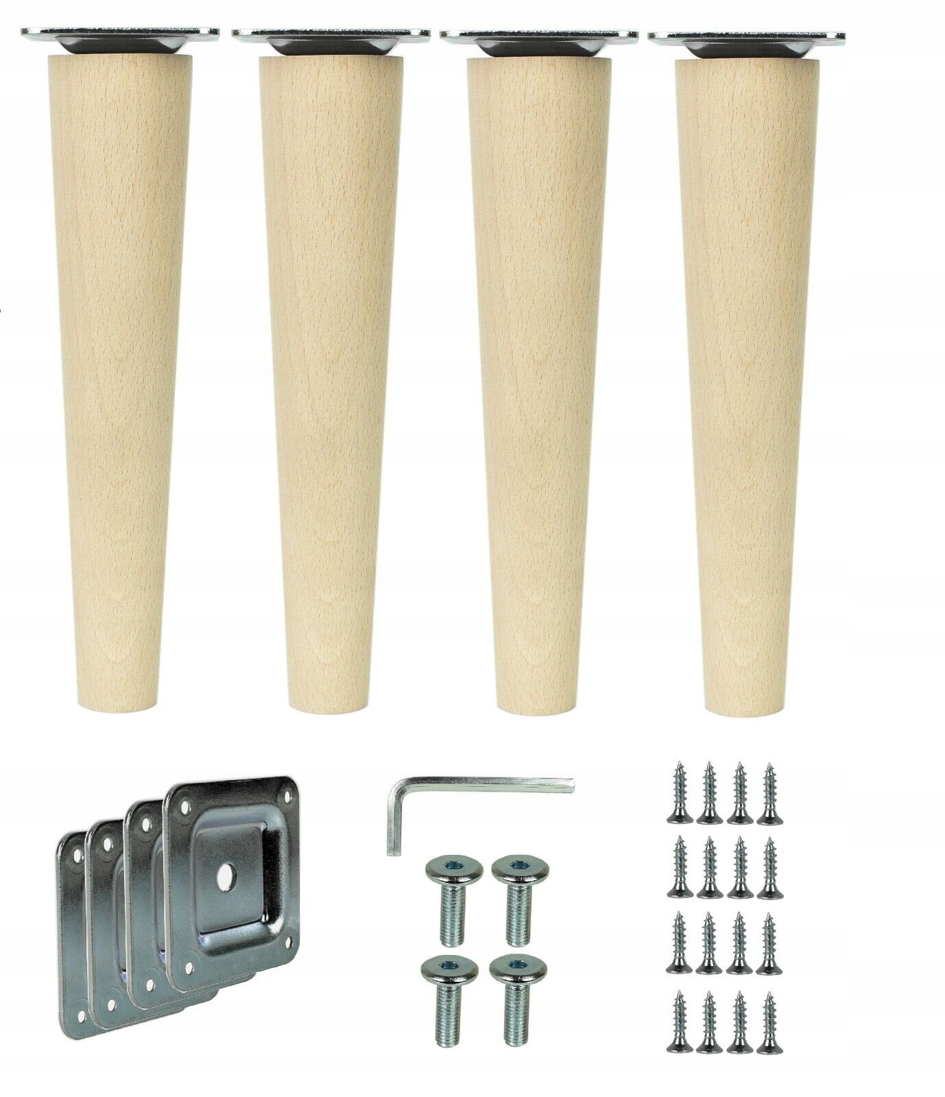 NOGI NÓŻKI DREWNIANE 20CM PM200 + BLACHY ZESTAW