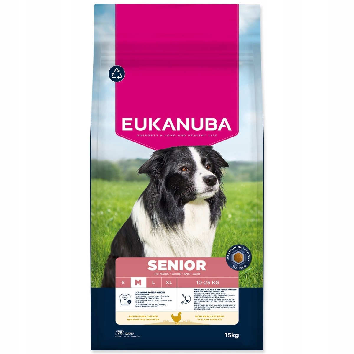 Levně Krmivo Eukanuba Senior Medium rich in fresh chicken 15kg