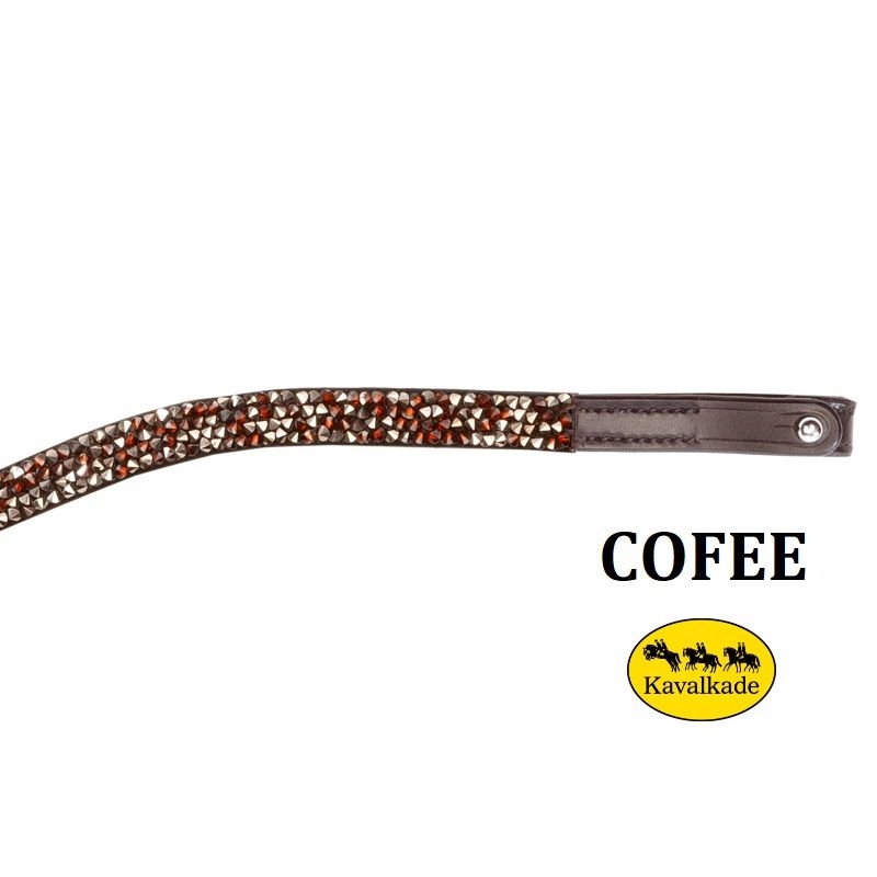 Naczółek ozdobny profilowany skórzany Coffe Kavalkade brąz cyrkonie Full