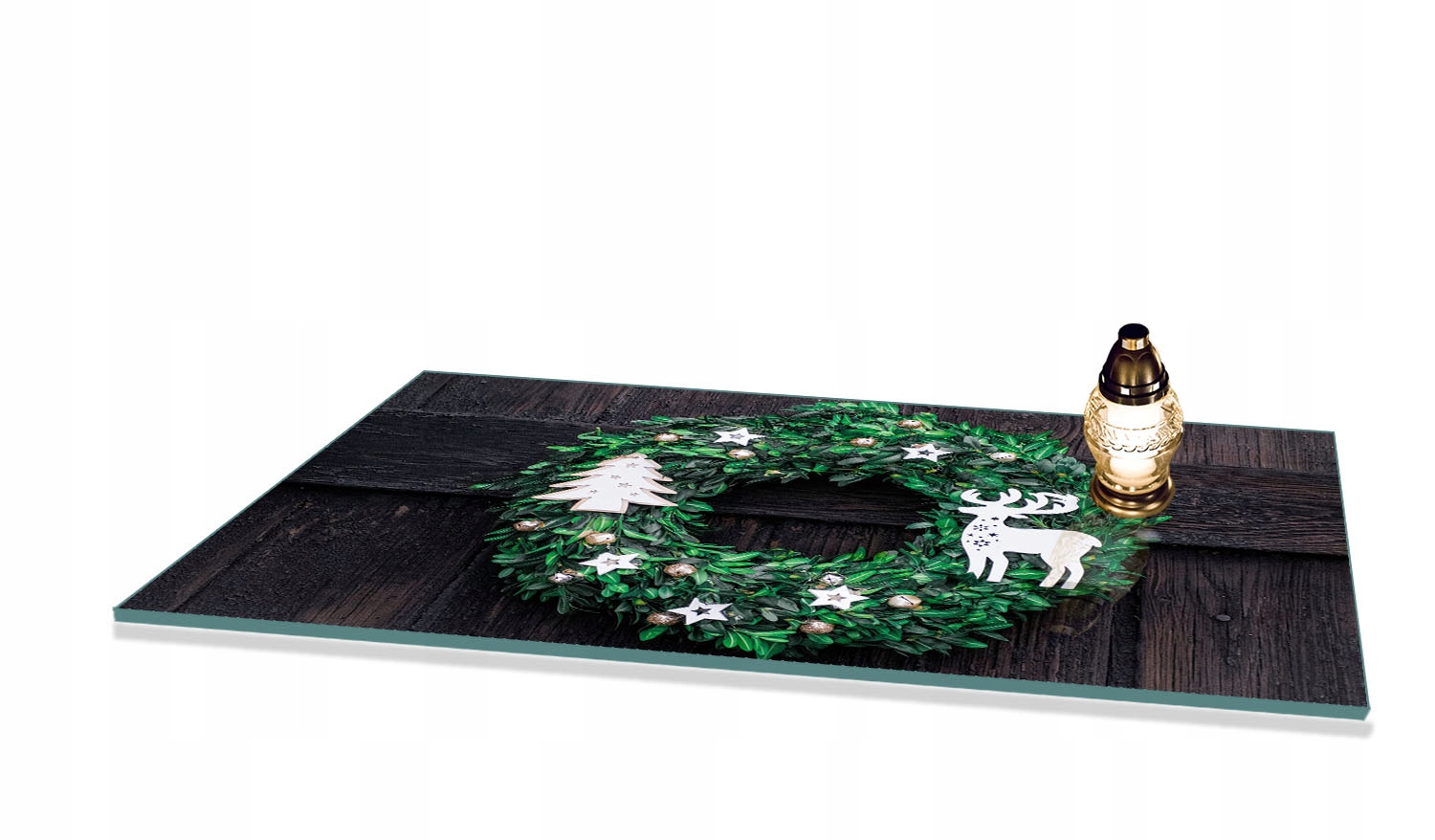 Podstavec Tvrzené Sklo pod Hřbitovní Svíčka Vánoční věnec 80x52 cm