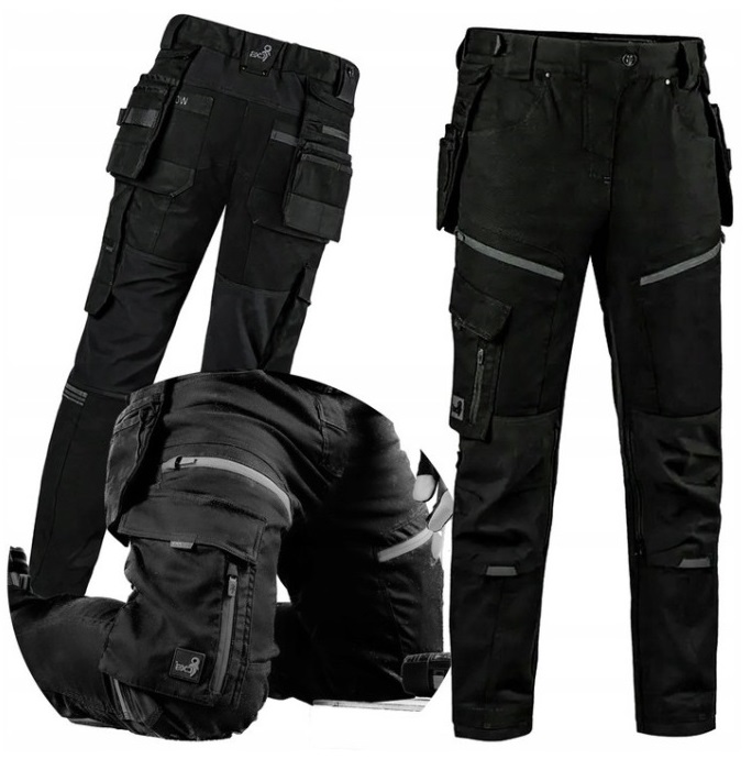 Spodnie Robocze Elastyczne męskie Monterskie długie 4-WAY Stretch 4K Mocne