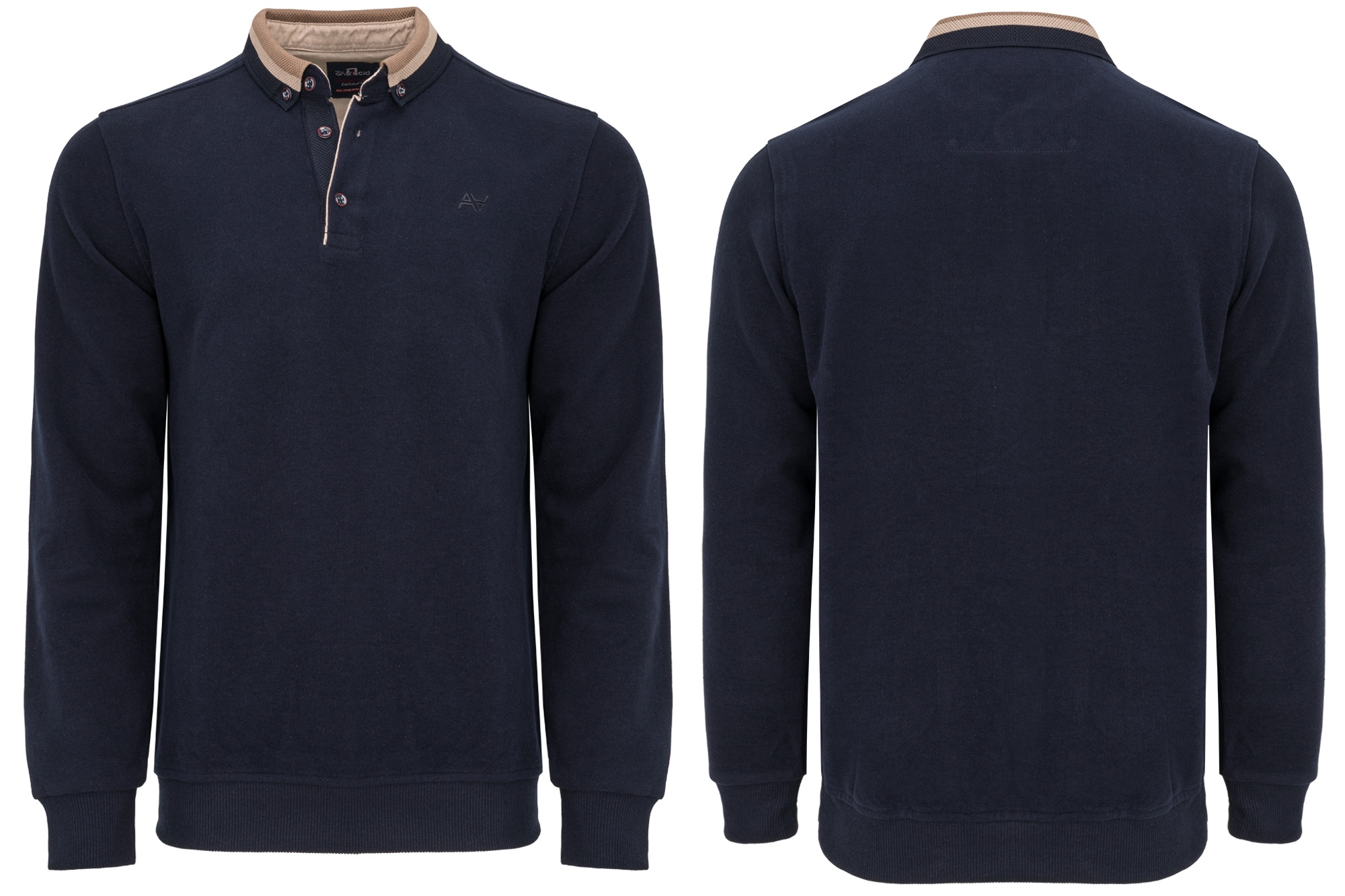 Pánská Mikina S Polooslužkem, Tmavě Mikina , S Límeckem 100% Bavlna Ležérní Velikost XXL