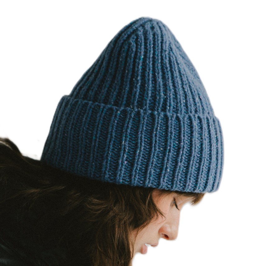 Modní lehká Modrá Vlněná čepice s Hedvábím Gheppio Loman Pols