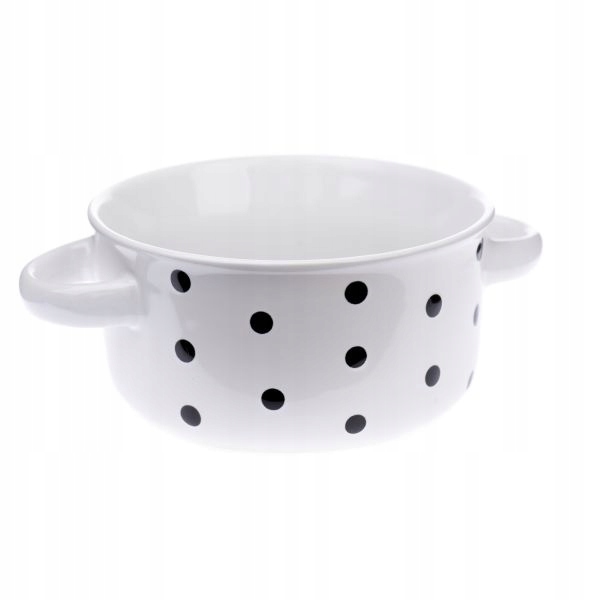 

Miska ceramiczna z uszkami biała kropki miseczka