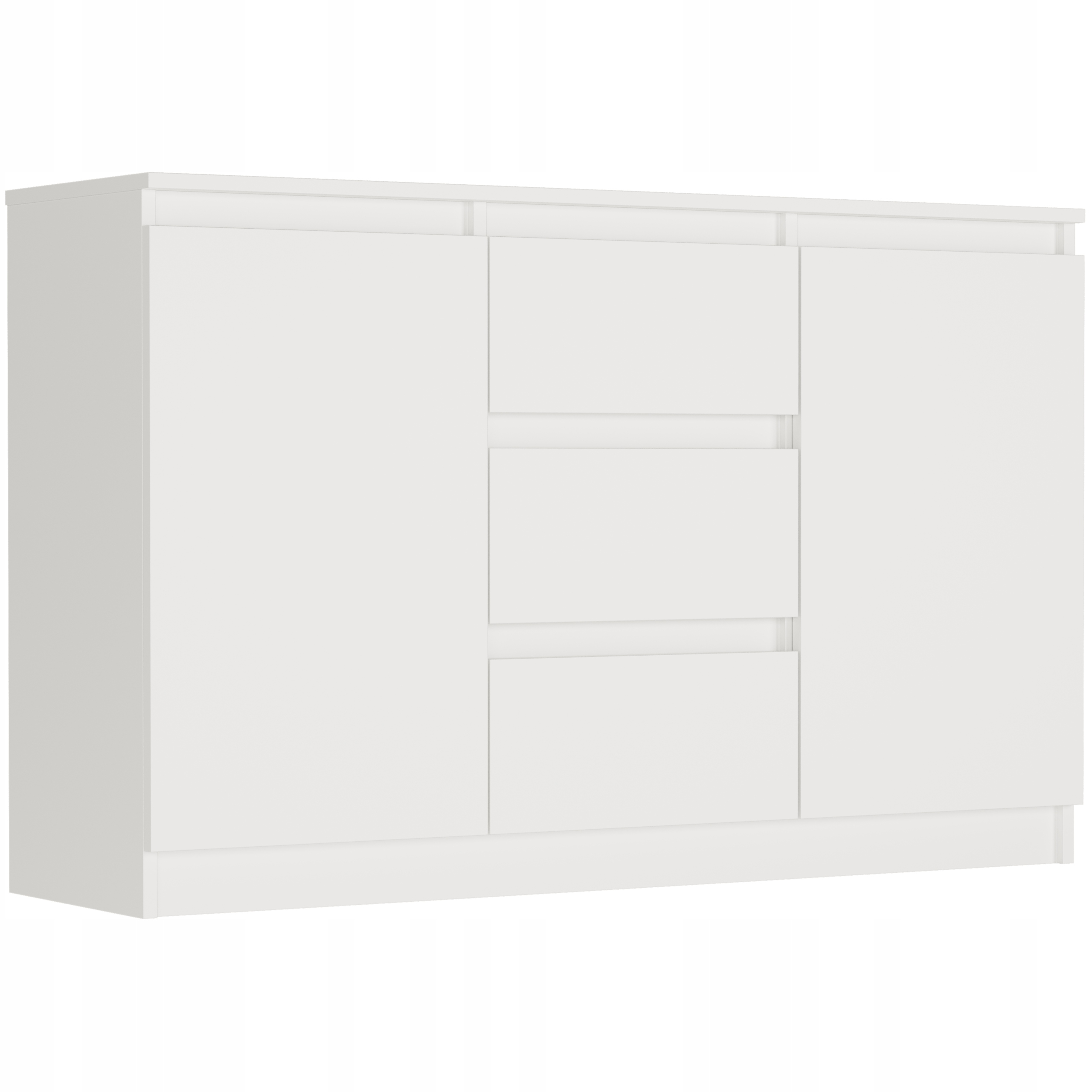 Komoda R-120-S3 skříňka do obývacího pokoje velká 3 zásuvky bílá 120 cm