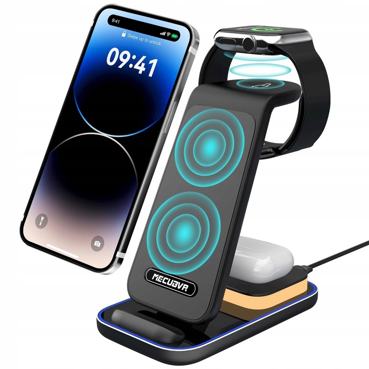MECUBVR Bezprzewodowa ładowarka Magsafe do Apple Watch i iPhone 3w1