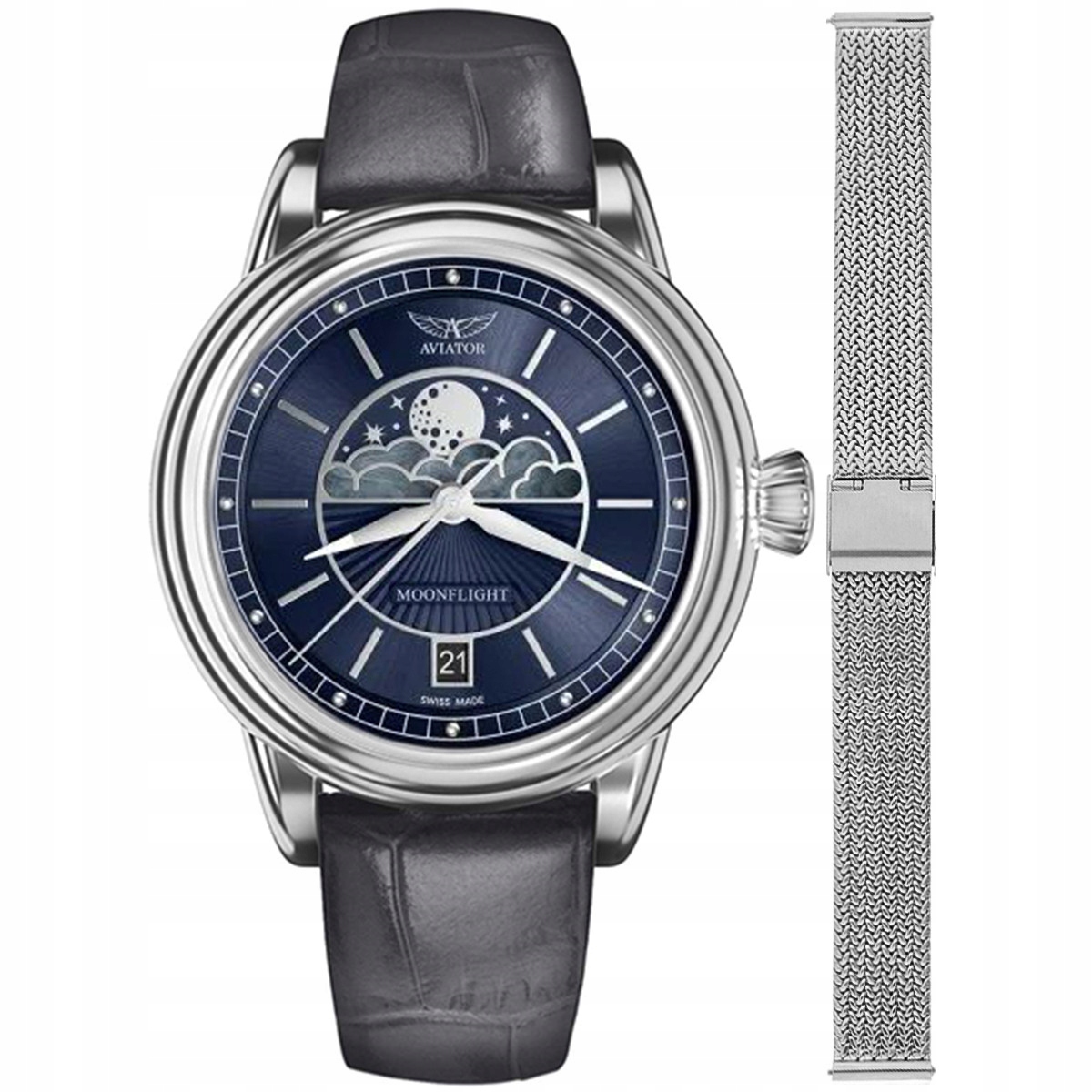 Dámské hodinky Aviator V.1.33.0.255.4.GM-SET stříbrné