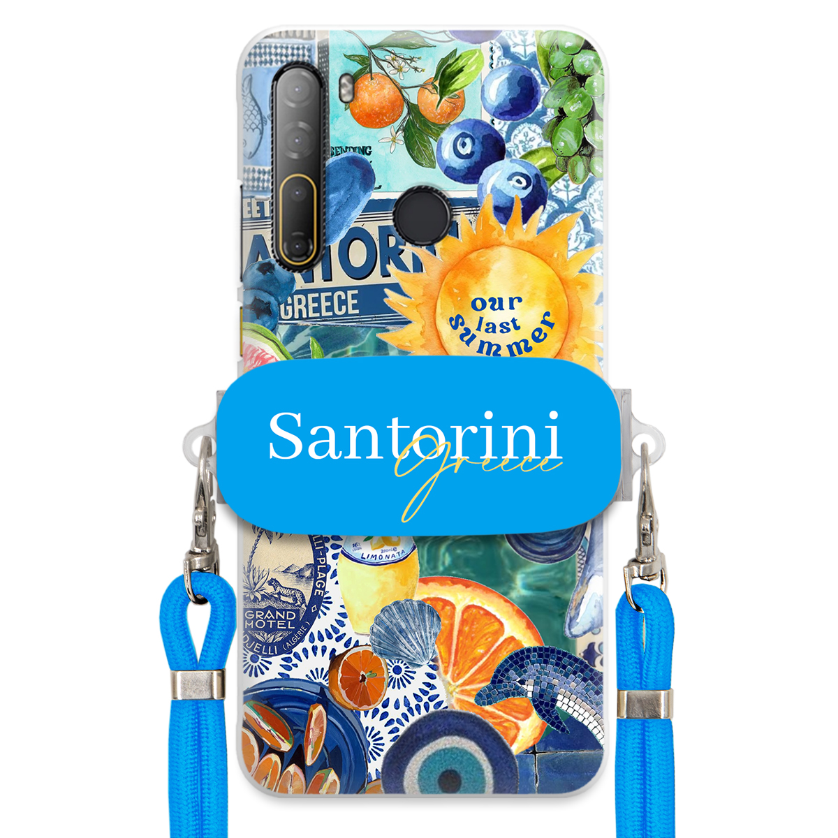 Pouzdro pro Htc Desire D20 Pro Modré Crossbody vodítko držák Santorini Sea