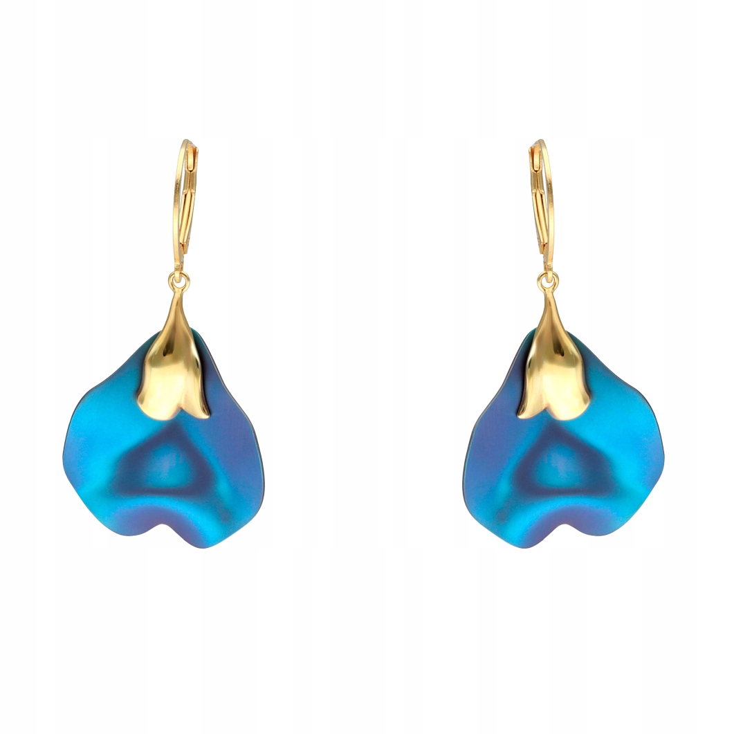 Náušnice květiny tyrkysové titanové stříbro pozlacené