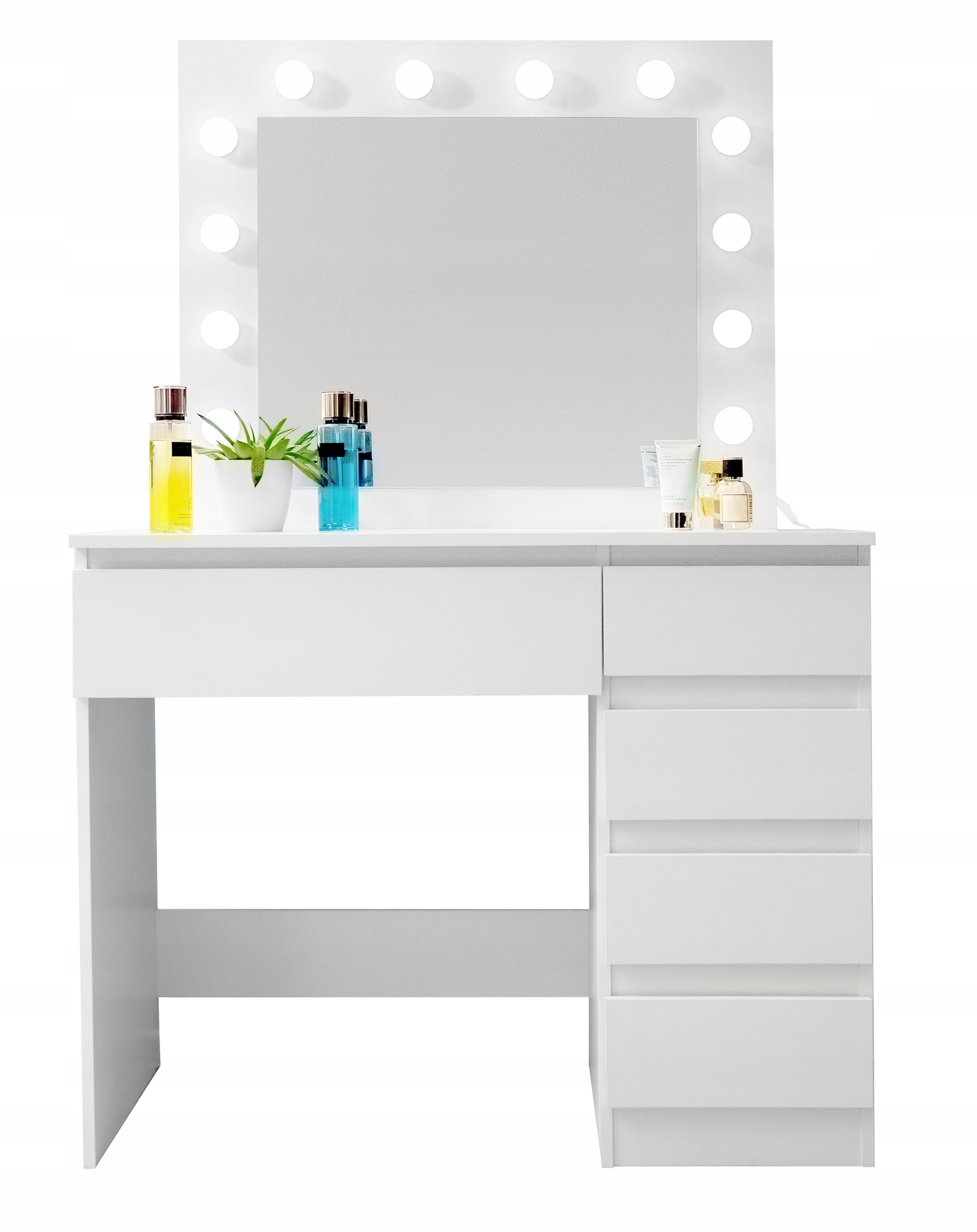 Aga Toaletný stolík so zrkadlom a osvetlením Matný biely