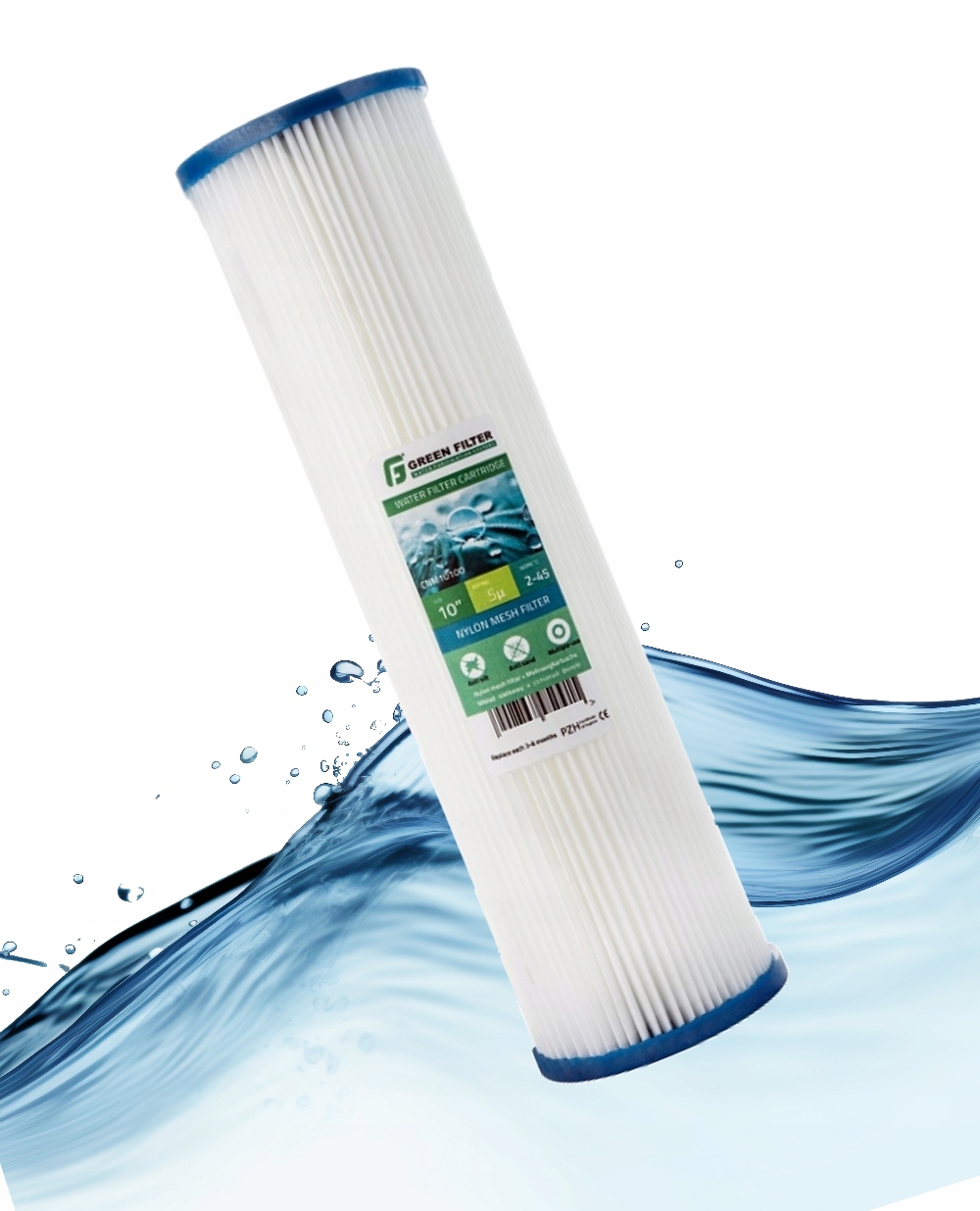 Filtr na vodu filtrační vložka 10" harmoniková 5 mikronů Big Blue Green Filter